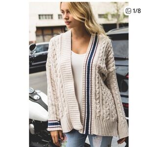 POL Cardigan Sweater Cable Knit cream Color Open Front Size S Boho Cozy